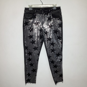 Nasty Gal Black Sequin Star Straight Leg Jeans